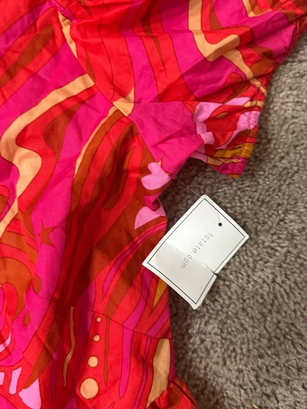 1. State Pink & Coral Swirl Puff-Sleeve Maxi Dress - Picture 5 of 5